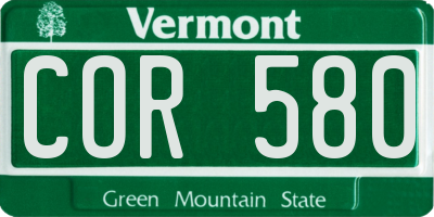 VT license plate COR580