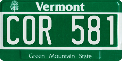 VT license plate COR581