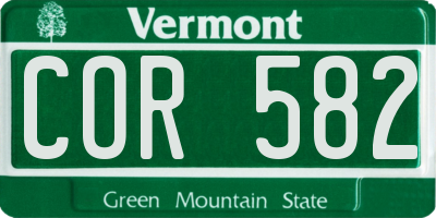VT license plate COR582