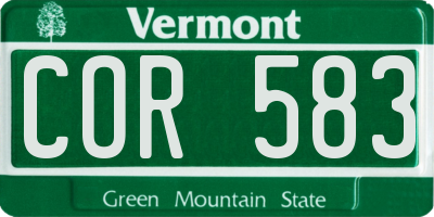 VT license plate COR583