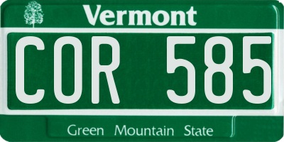 VT license plate COR585