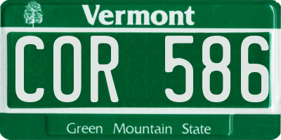 VT license plate COR586