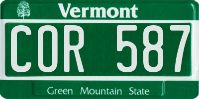 VT license plate COR587