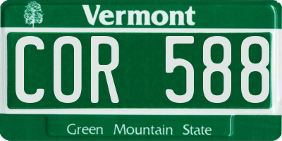 VT license plate COR588