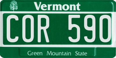 VT license plate COR590