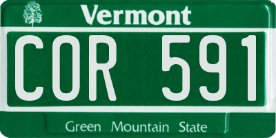 VT license plate COR591