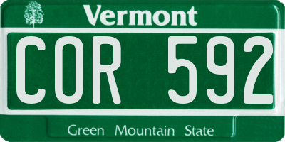 VT license plate COR592