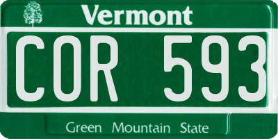 VT license plate COR593