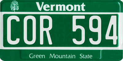 VT license plate COR594