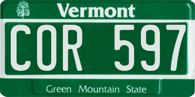 VT license plate COR597