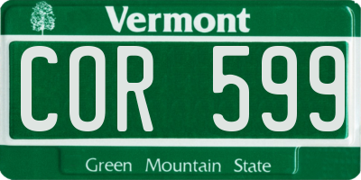 VT license plate COR599