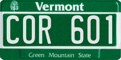 VT license plate COR601