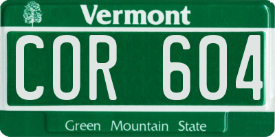 VT license plate COR604