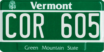 VT license plate COR605
