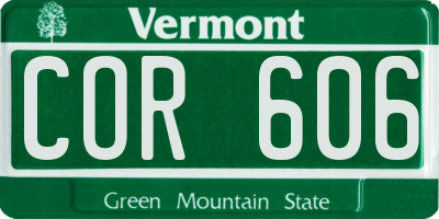 VT license plate COR606
