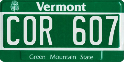 VT license plate COR607