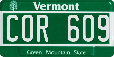 VT license plate COR609