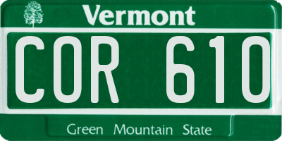 VT license plate COR610