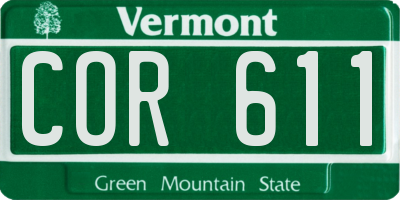 VT license plate COR611