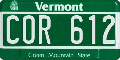 VT license plate COR612