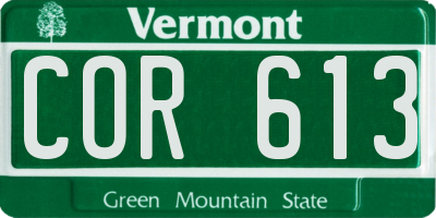 VT license plate COR613