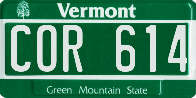 VT license plate COR614