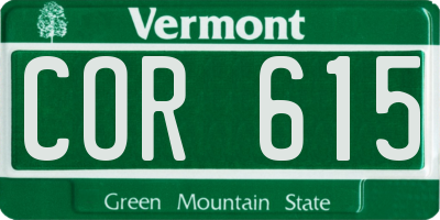 VT license plate COR615