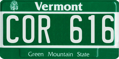 VT license plate COR616