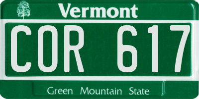 VT license plate COR617