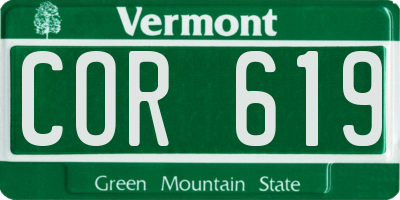 VT license plate COR619