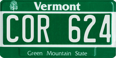 VT license plate COR624