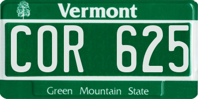 VT license plate COR625