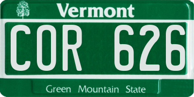VT license plate COR626
