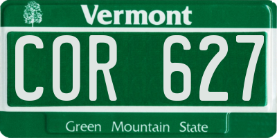 VT license plate COR627