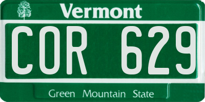 VT license plate COR629