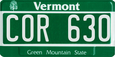 VT license plate COR630
