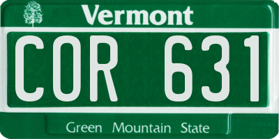 VT license plate COR631