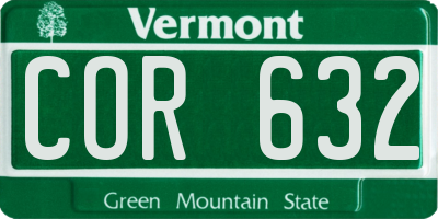 VT license plate COR632