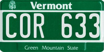 VT license plate COR633