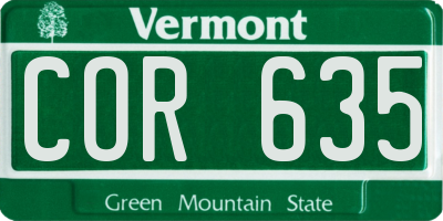 VT license plate COR635