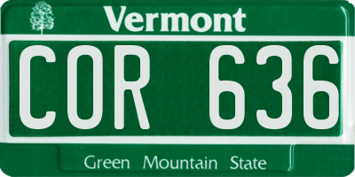 VT license plate COR636