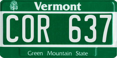 VT license plate COR637