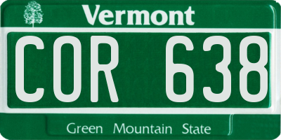 VT license plate COR638