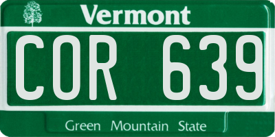 VT license plate COR639