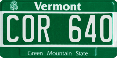 VT license plate COR640