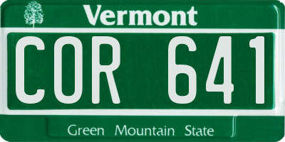 VT license plate COR641