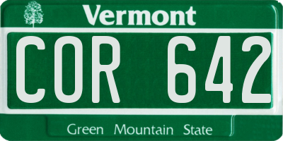 VT license plate COR642