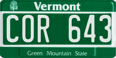 VT license plate COR643