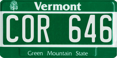 VT license plate COR646