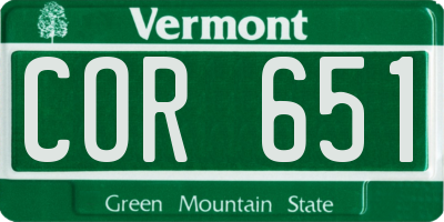 VT license plate COR651
